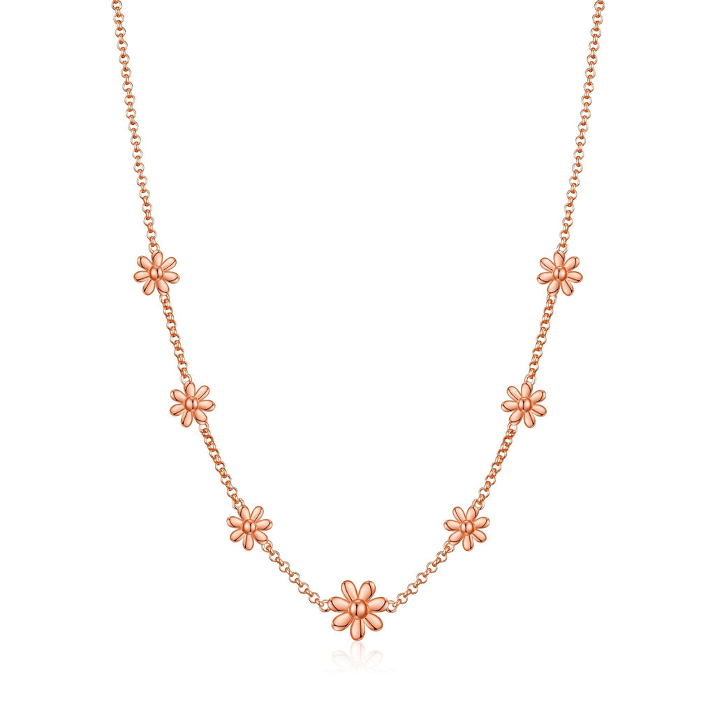 Rose Gold Plated Multi Daisy Necklace