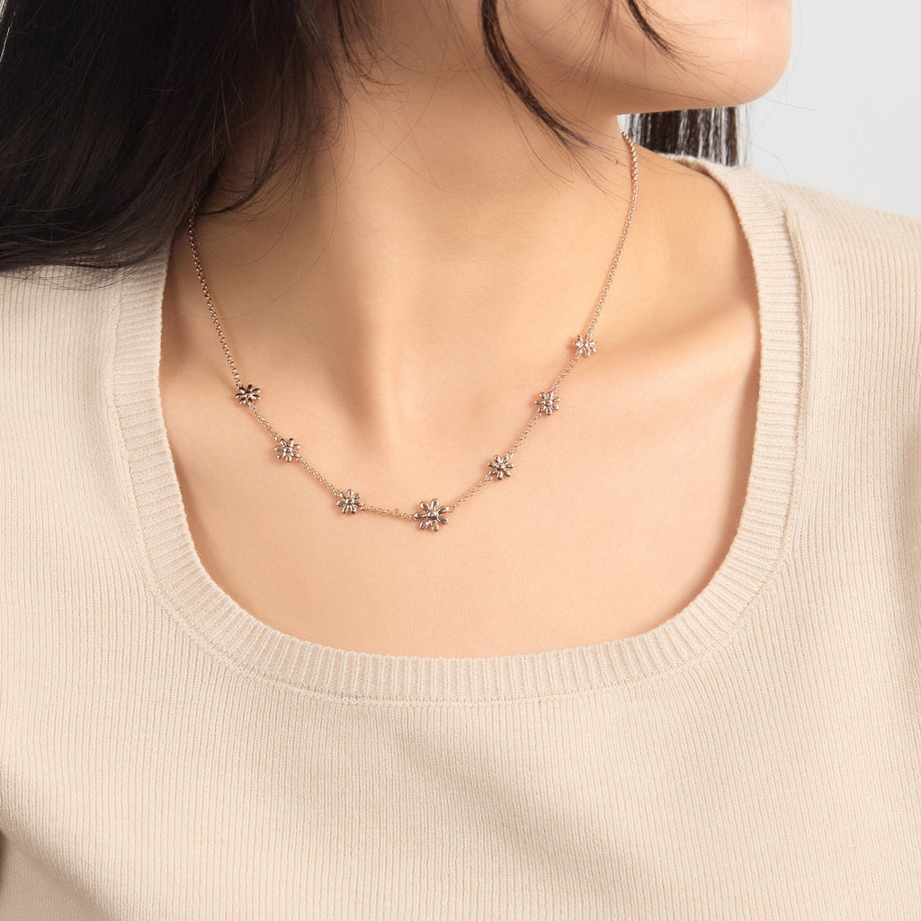 Rose Gold Plated Multi Daisy Necklace