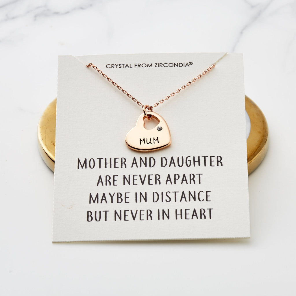 Rose Gold Plated Mum and Daughter Quote Heart Necklace Created with Zircondia® Crystals