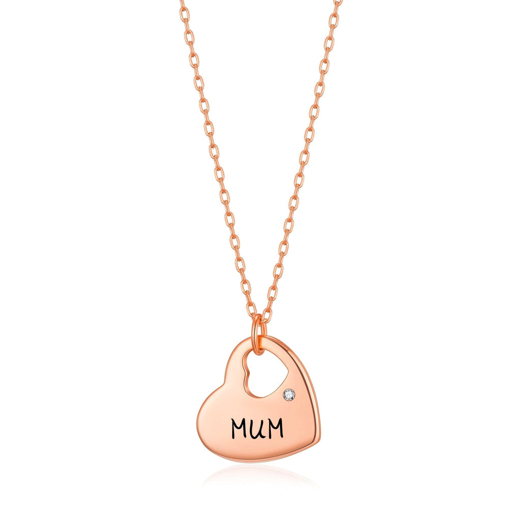 Rose Gold Plated Mum Heart Necklace Created with Zircondia® Crystals