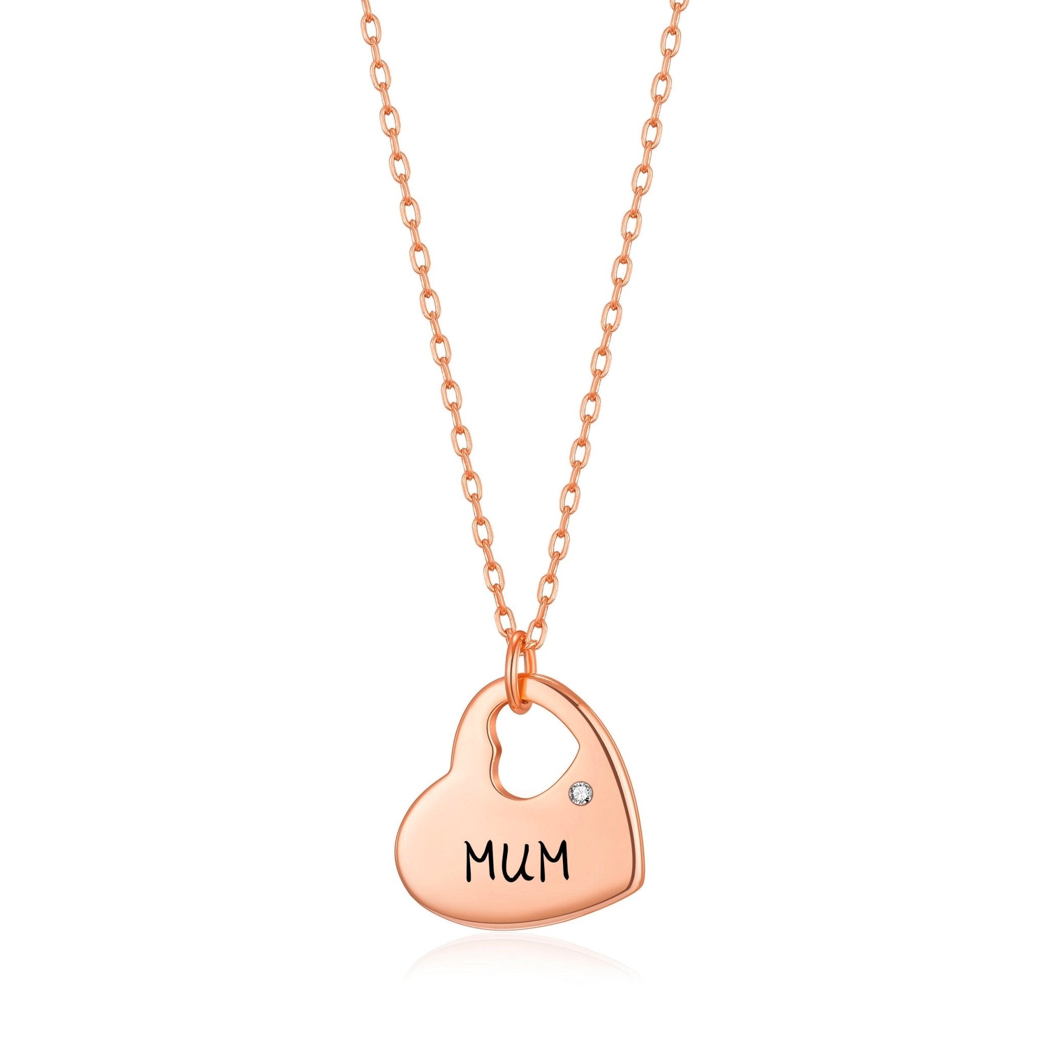 Rose Gold Plated Mum Heart Necklace Created with Zircondia® Crystals