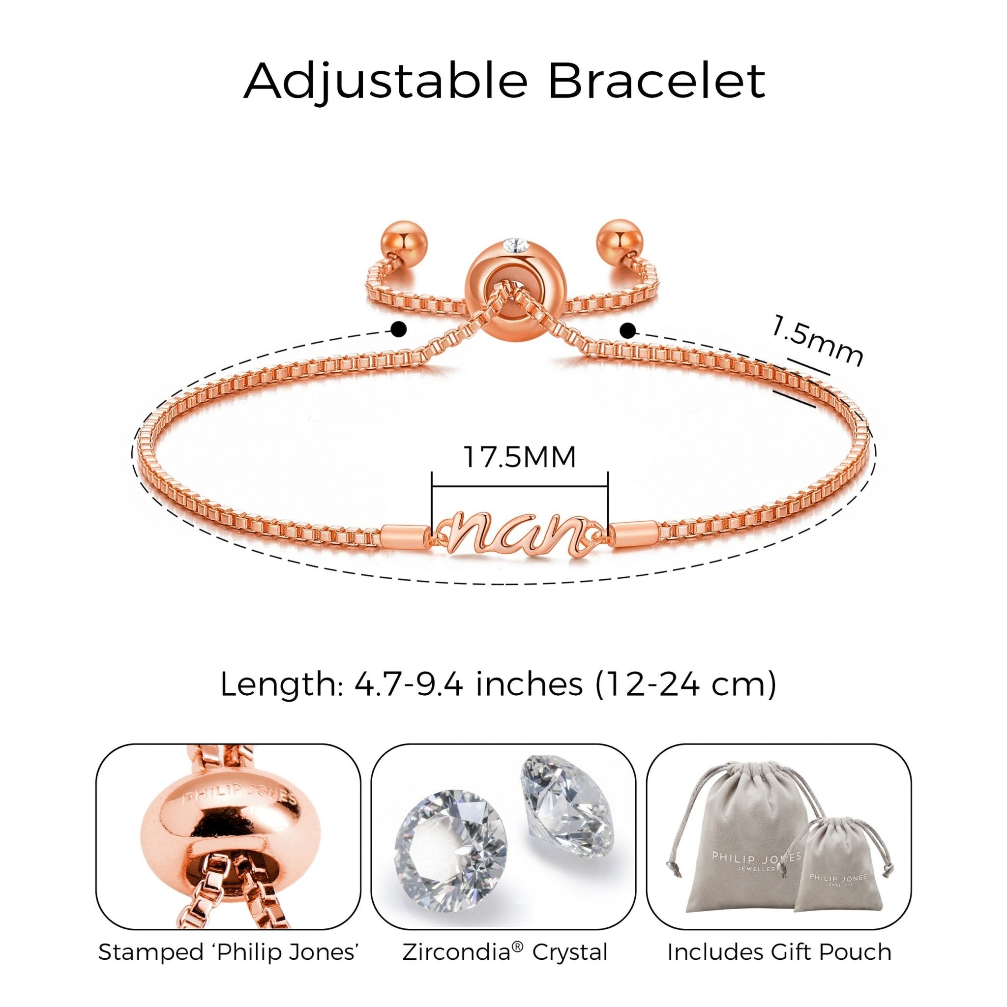 Rose Gold Plated Nan Bracelet Created with Zircondia® Crystals