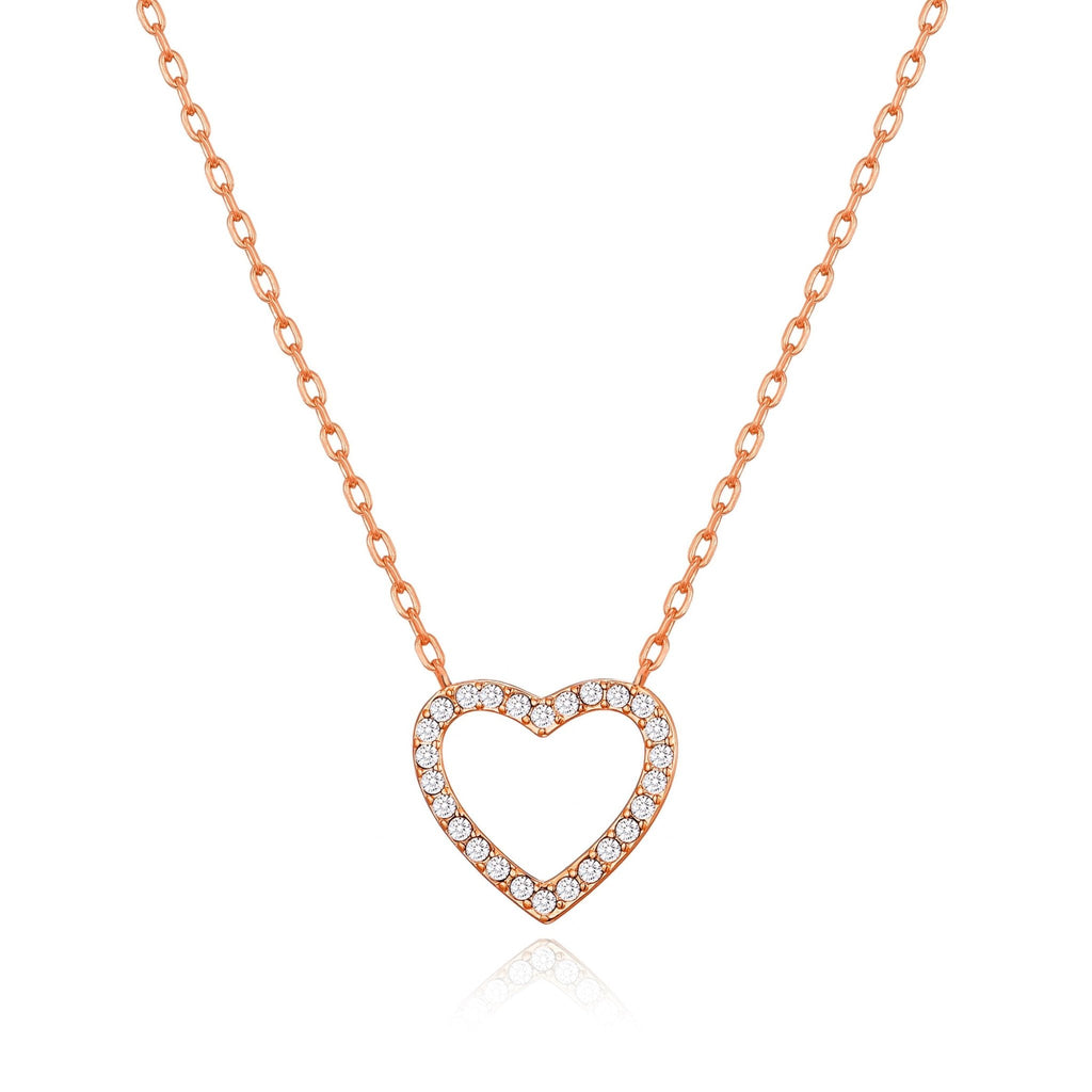 Rose Gold Plated Open Heart Necklace Created with Zircondia® Crystals