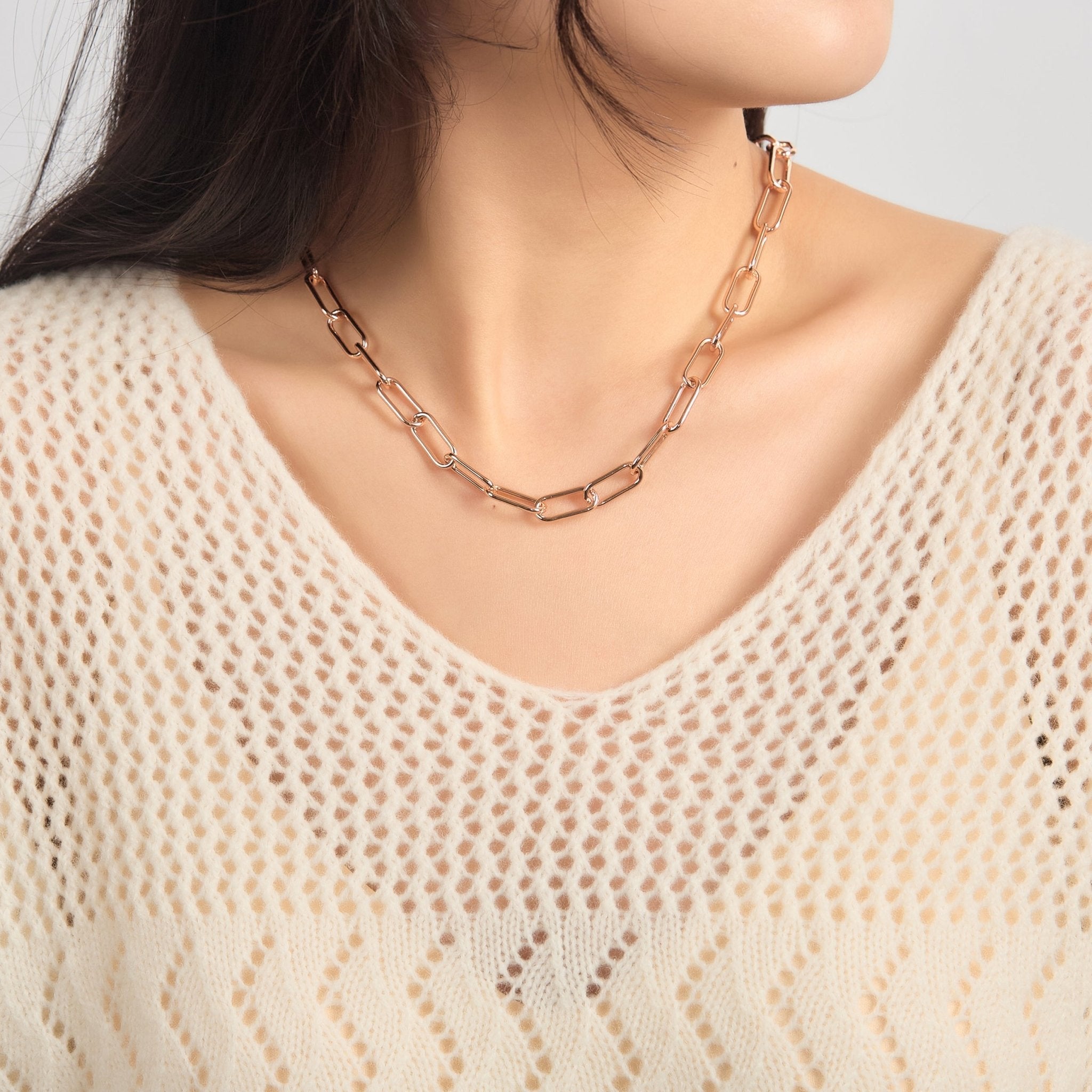 Rose Gold Plated Paperclip Necklace