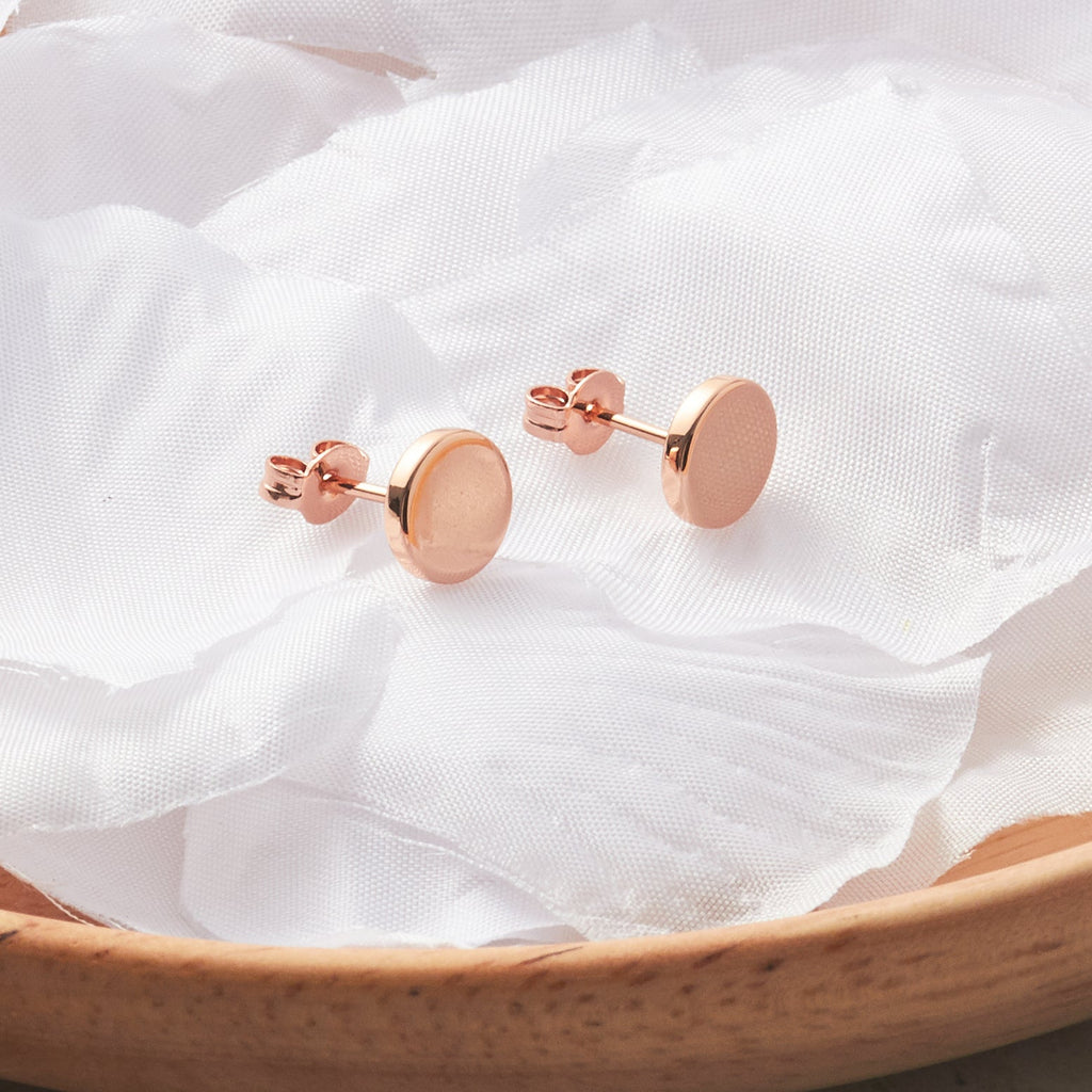 Rose Gold Plated Round Dot Stud Earrings
