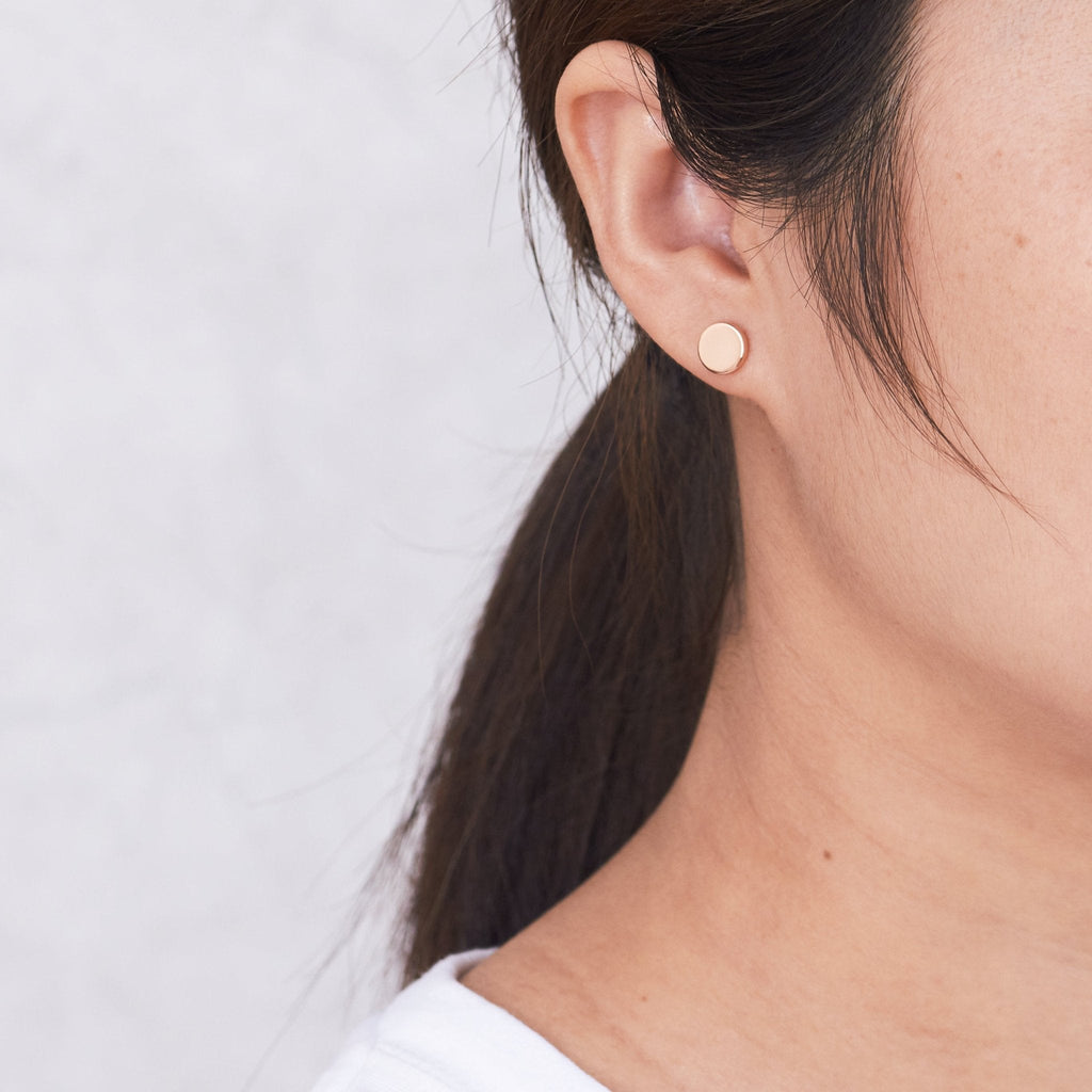 Rose Gold Plated Round Dot Stud Earrings