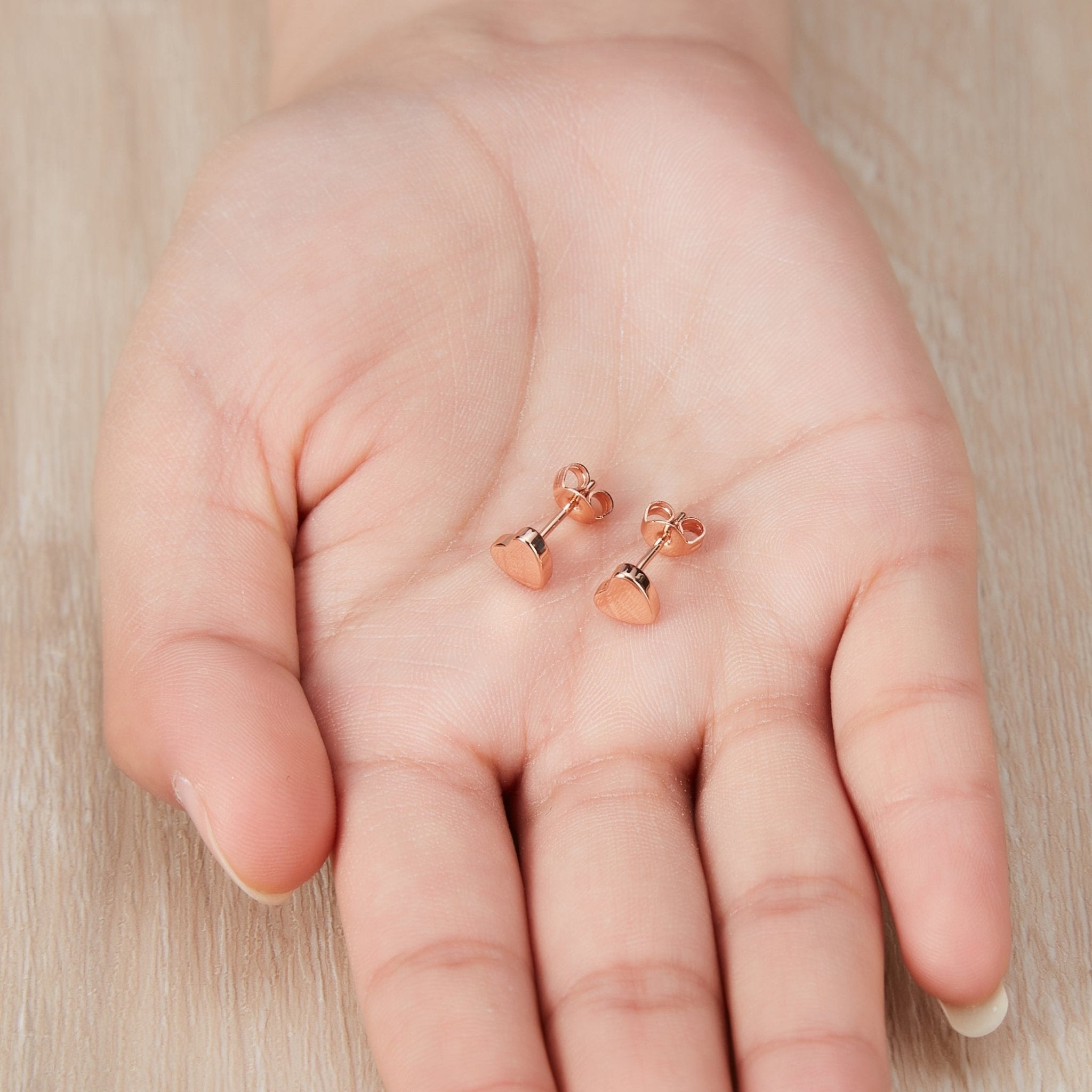 Rose Gold Plated Sister Heart Stud Earrings with Quote Card