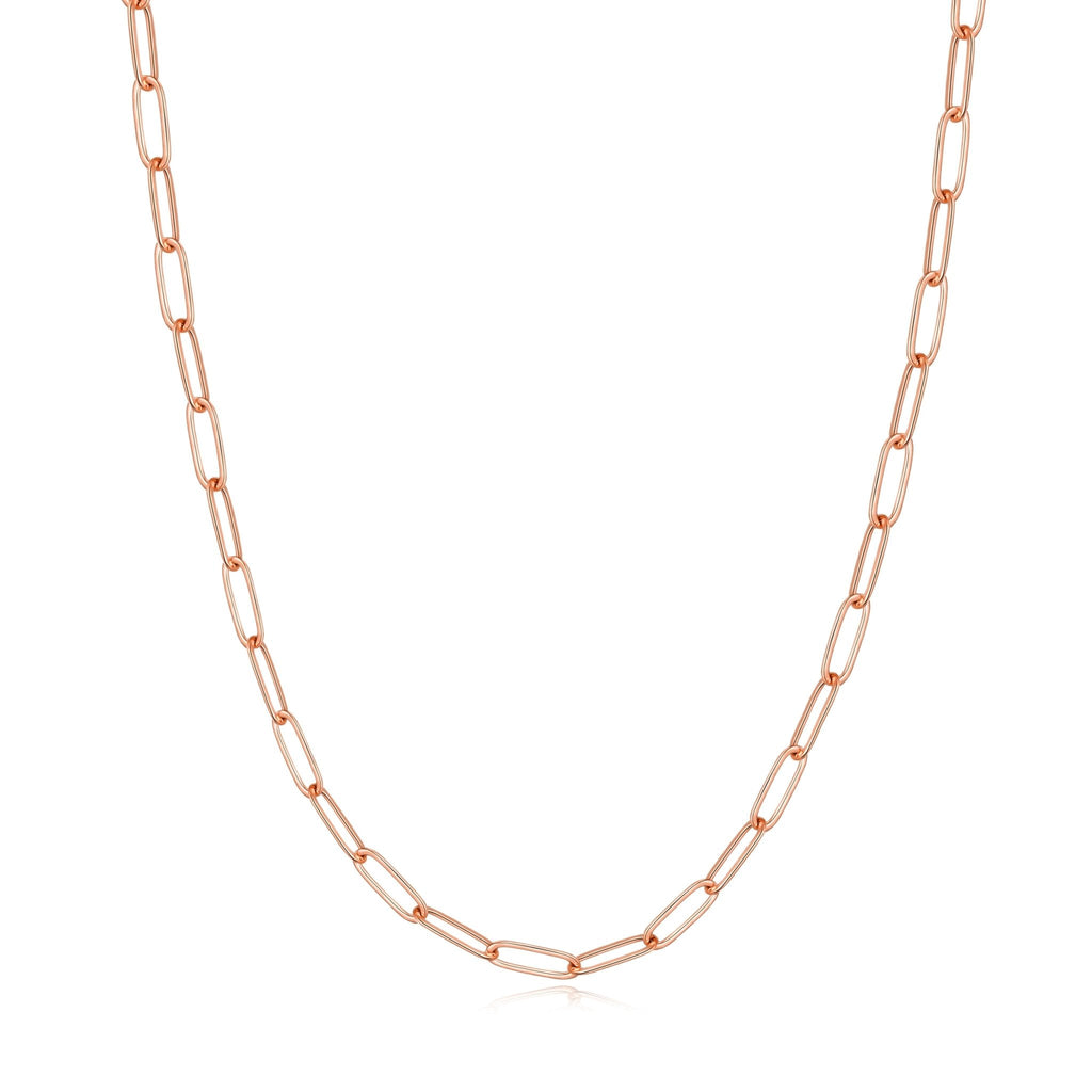 Rose Gold Plated Small Link Paperclip Necklace