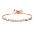 Rose Gold Plated Solitaire Friendship Slider Bracelet Created with Zircondia® Crystals