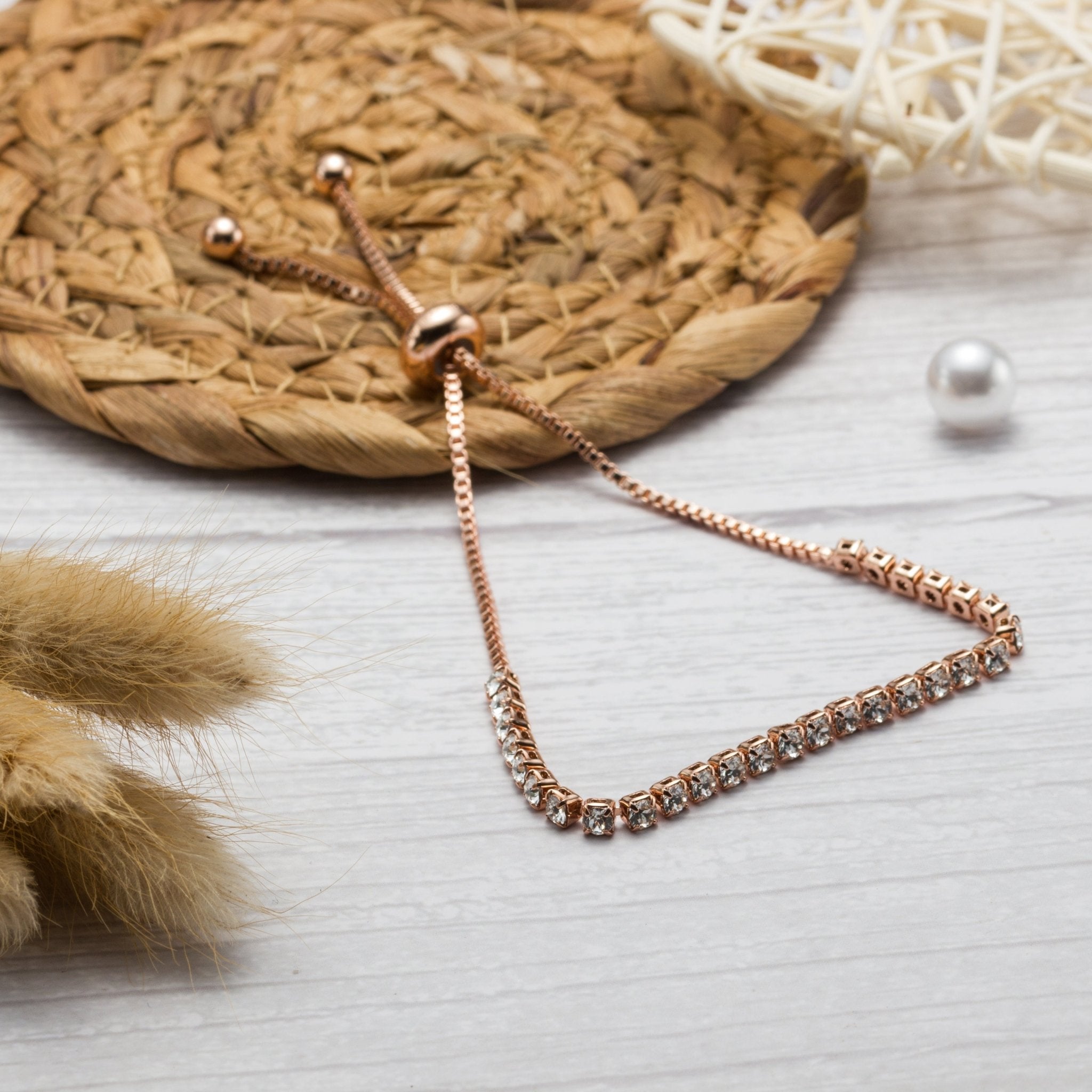 Rose Gold Plated Solitaire Friendship Slider Set Created with Zircondia® Crystals