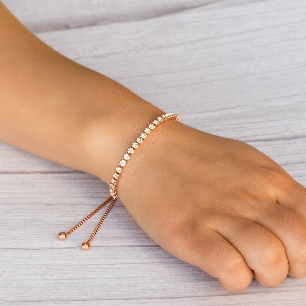 Rose Gold Plated Solitaire Friendship Slider Set Created with Zircondia® Crystals