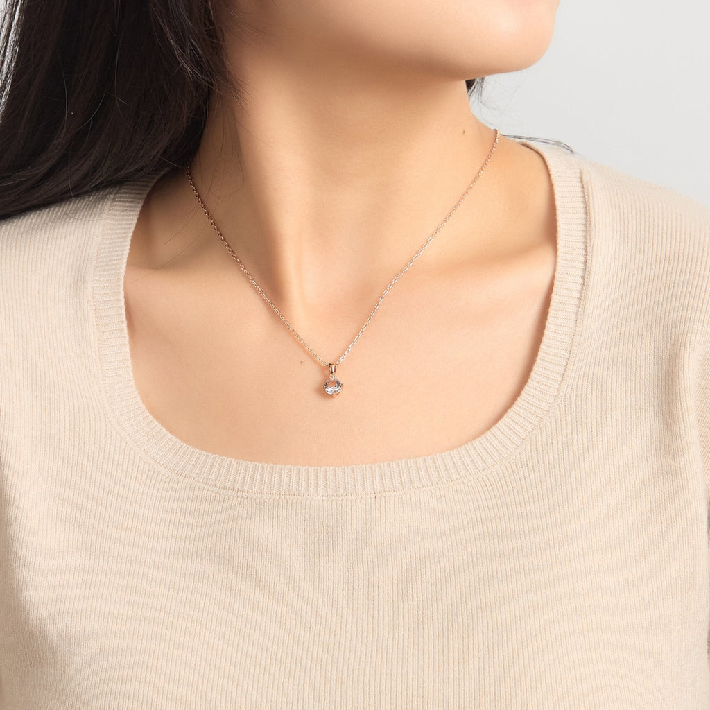Rose Gold Plated Solitaire Necklace Created with Zircondia® Crystals