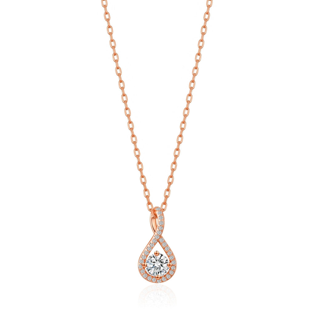 Rose Gold Plated Solitaire Twist Necklace Created with Zircondia® Crystals