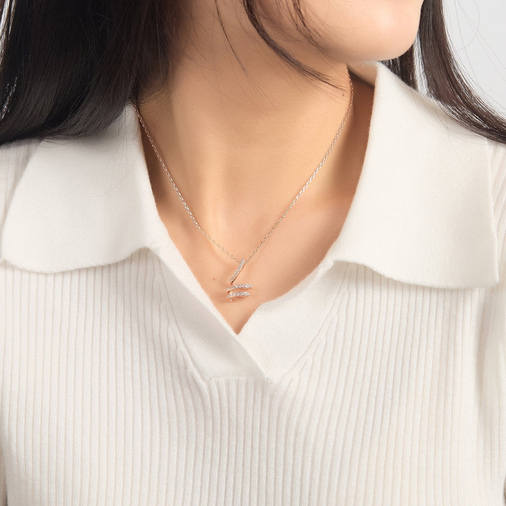 Rose Gold Plated Spiral Twist Necklace Created with Zircondia® Crystals