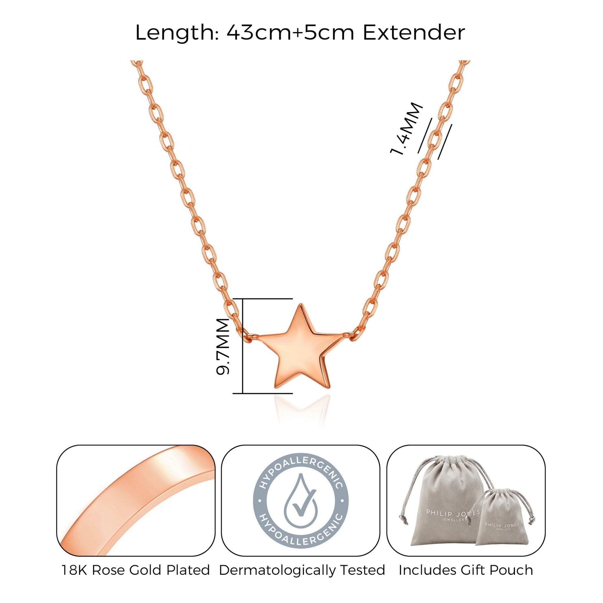 Rose Gold Plated Star Necklace with Quote Card