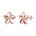 Rose Gold Plated Sterling Silver Flower Earrings Created with Zircondia® Crystals
