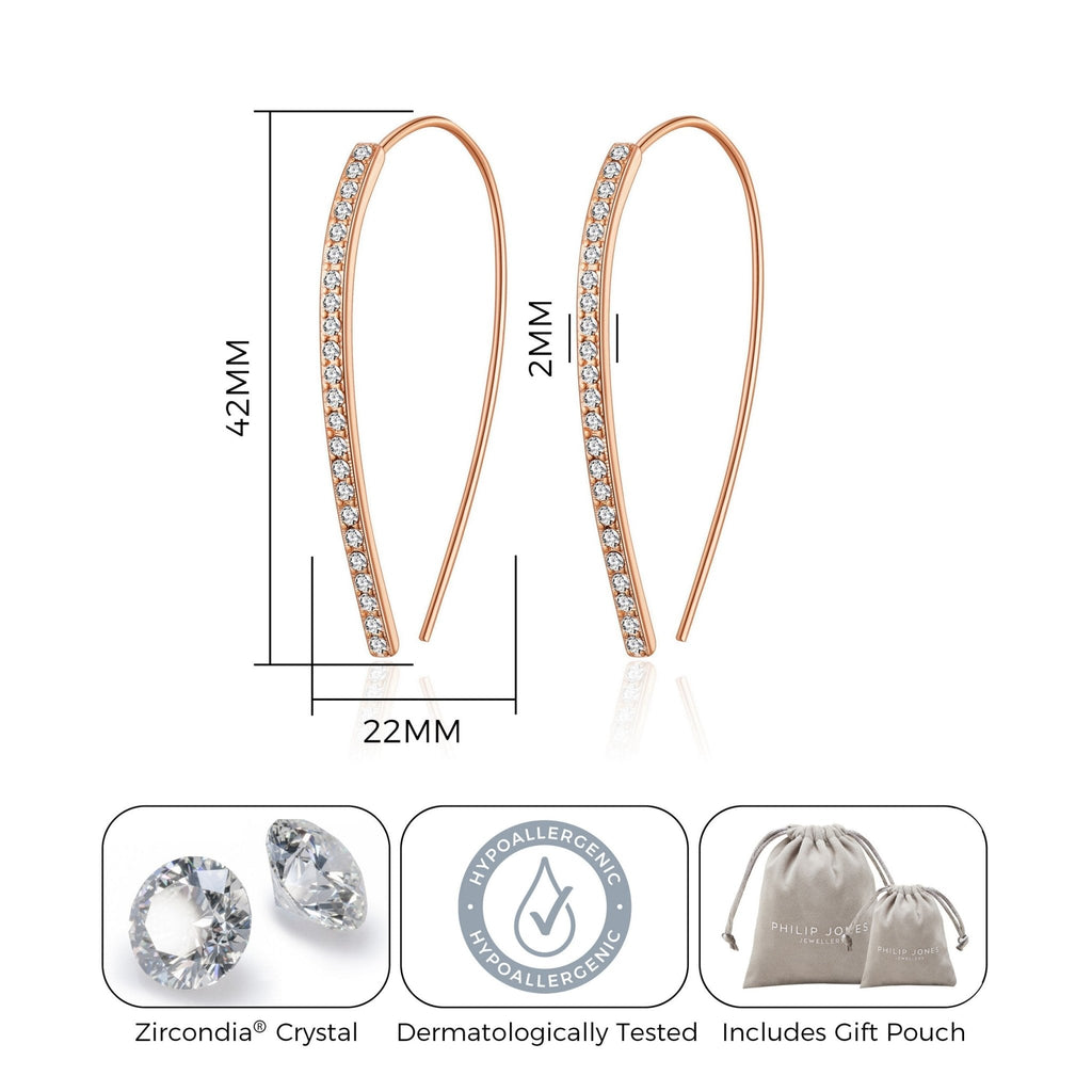 Rose Gold Plated Thread Earrings Created with Zircondia® Crystals