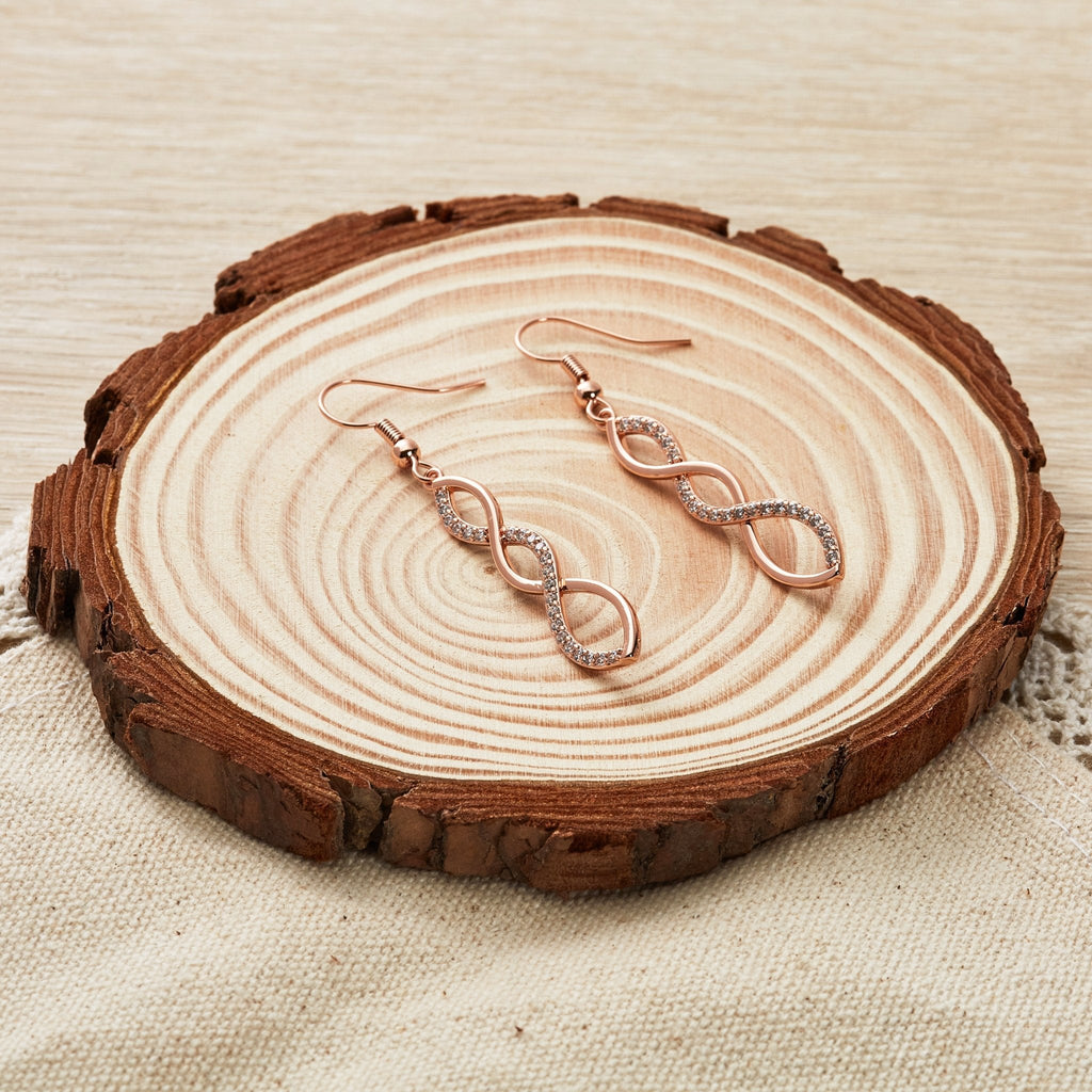 Rose Gold Plated Twist Drop Earrings Created with Zircondia® Crystals