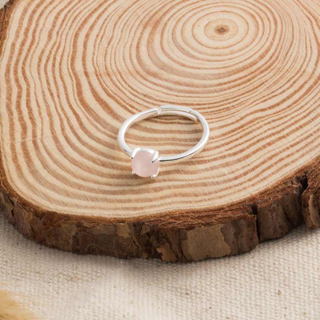Rose Quartz Adjustable Ring with Quote Card