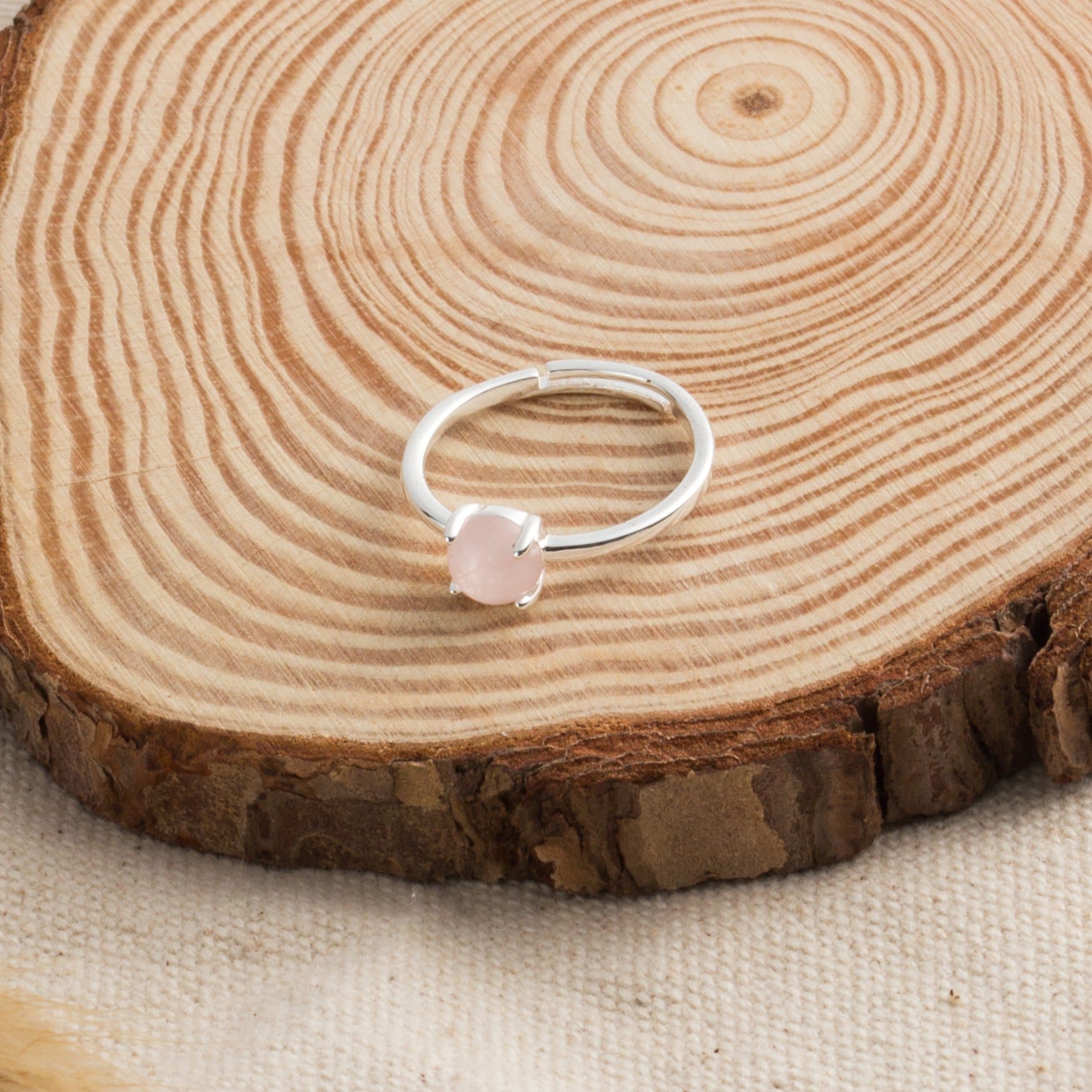 Rose Quartz Adjustable Ring with Quote Card