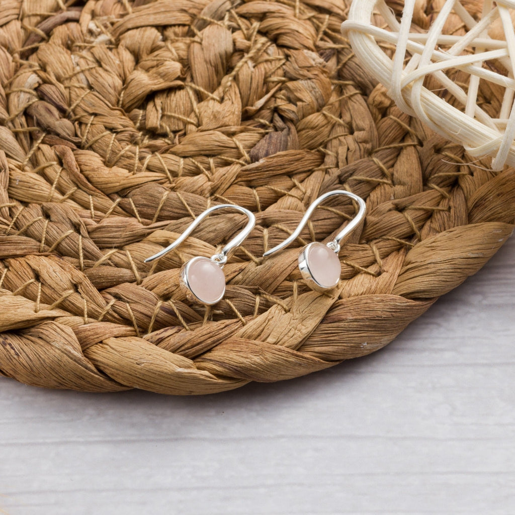 Rose Quartz Drop Earrings with Quote Card