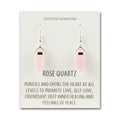 Rose Quartz Gemstone Drop Earrings with Quote Card