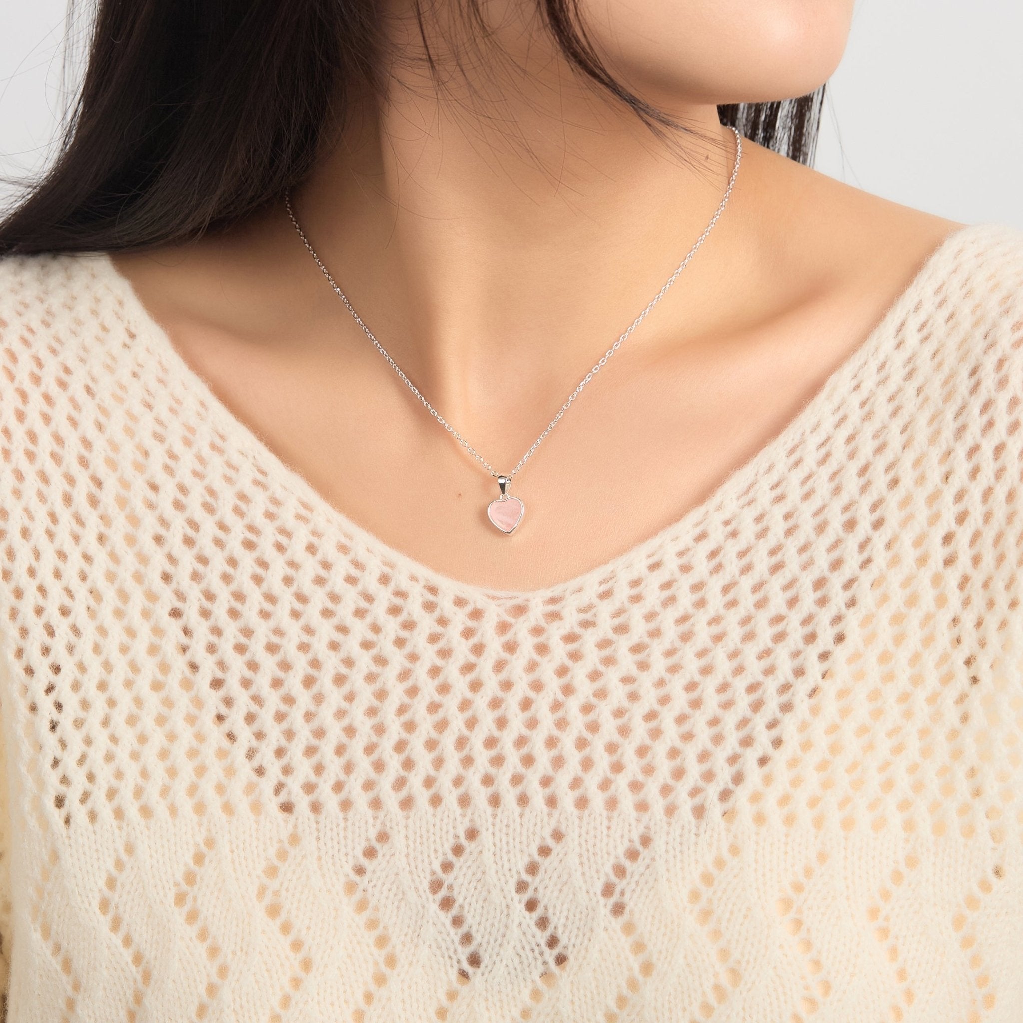 Rose Quartz Gemstone Heart Necklace