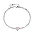 Rose Quartz Heart Gemstone Bracelet Created with Zircondia® Crystals