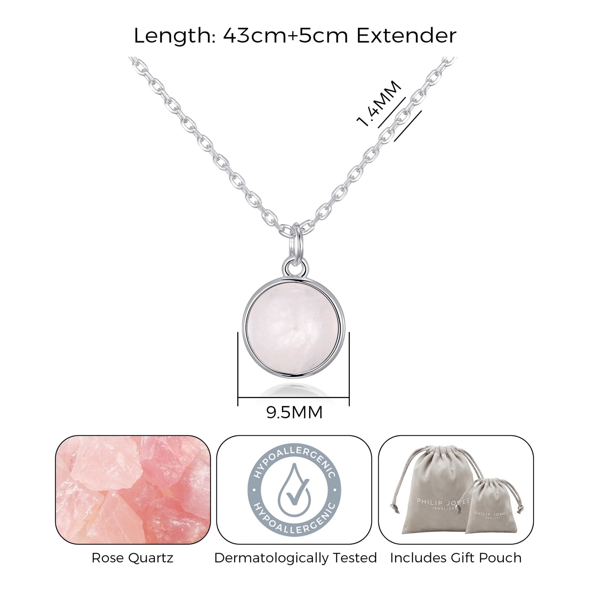 Rose Quartz Necklace with Quote Card