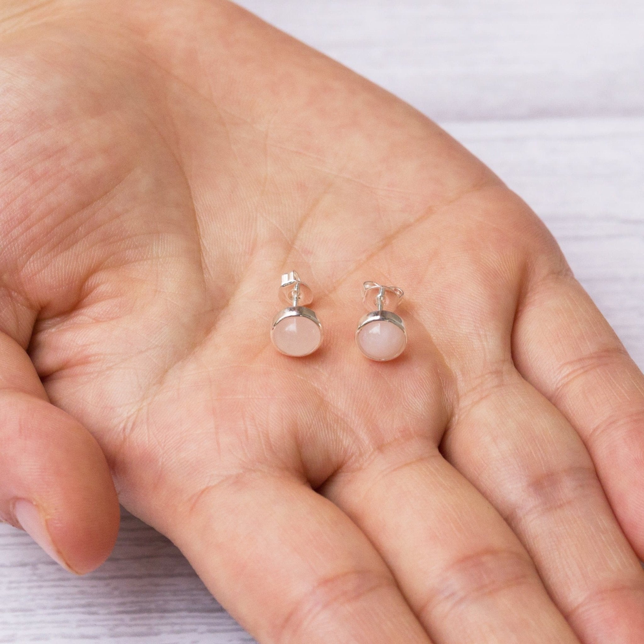 Rose Quartz Stud Earrings with Quote Card