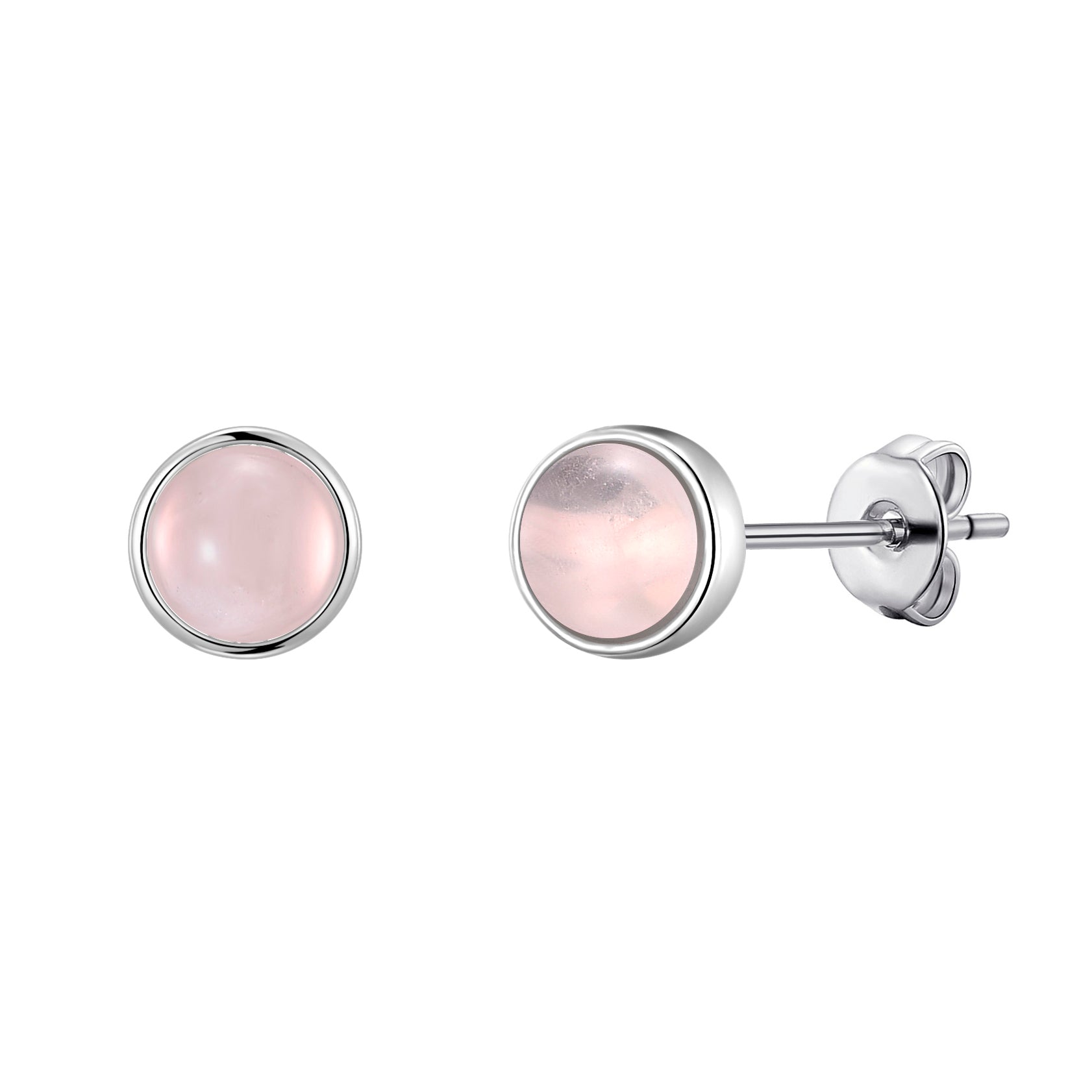 Rose Quartz Stud Earrings with Quote Card