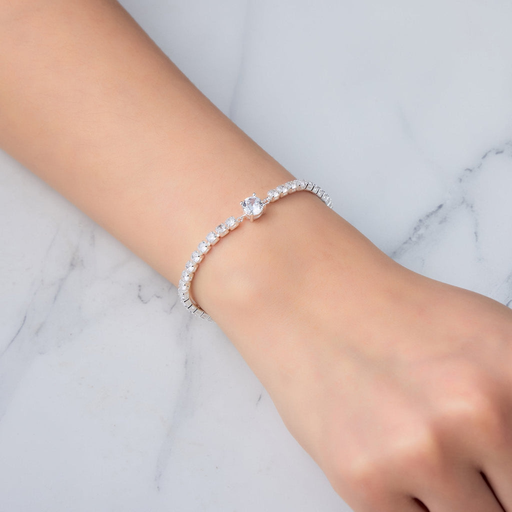 Round Solitaire Tennis Bracelet Created with Zircondia® Crystals