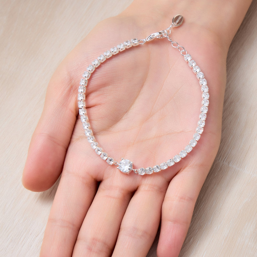 Round Solitaire Tennis Bracelet Created with Zircondia® Crystals