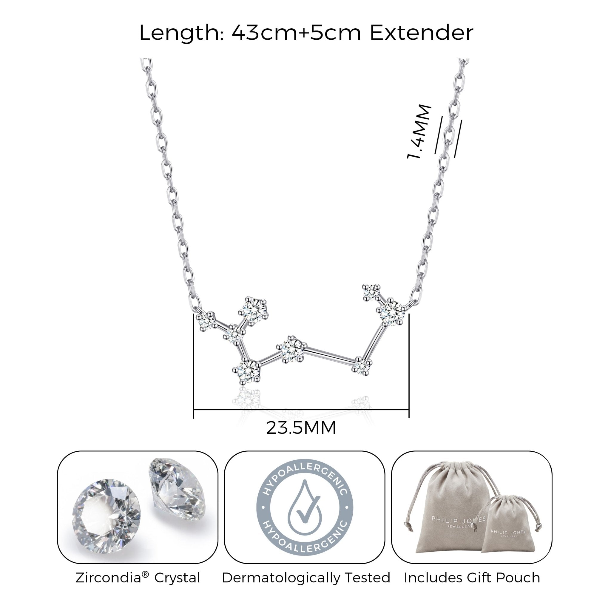 Sagittarius Star Sign Zodiac Constellation Necklace and Quote Card with Zircondia® Crystals