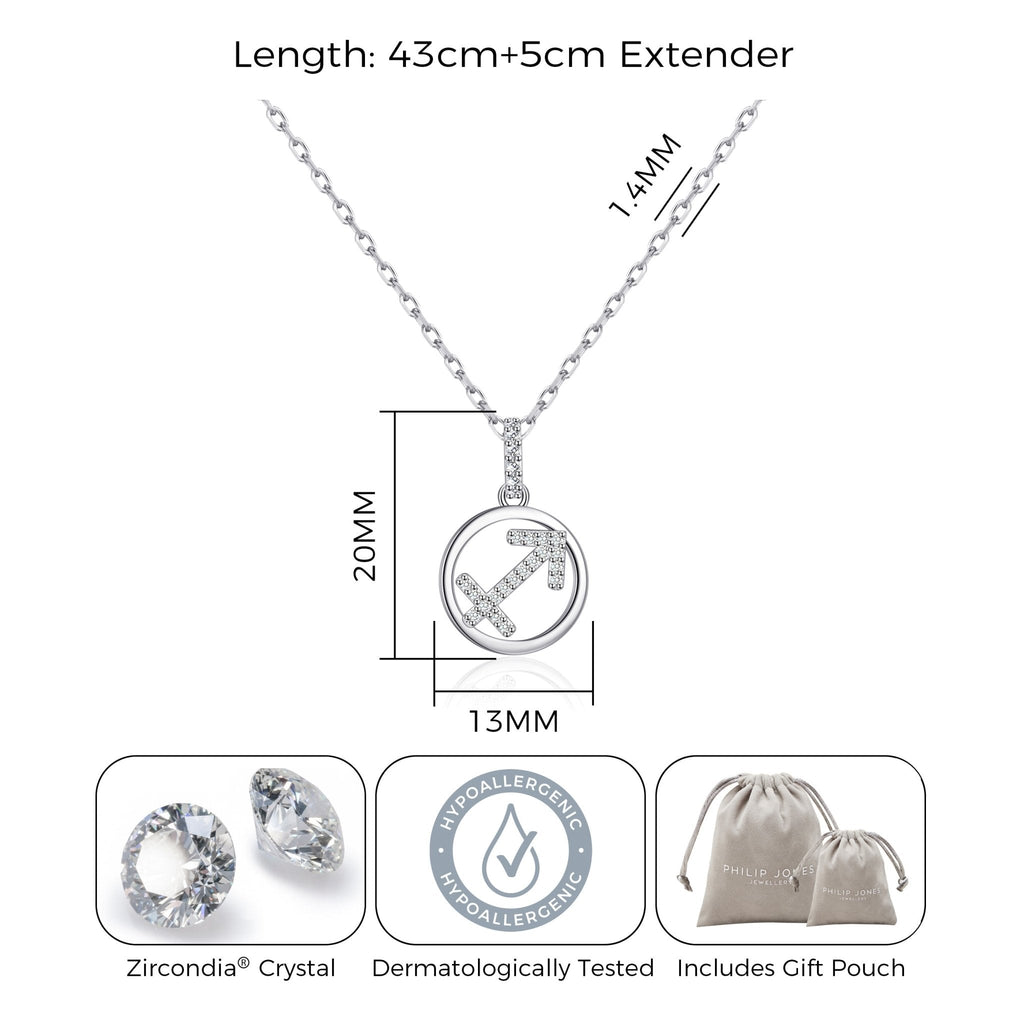 Sagittarius Star Sign Zodiac Necklace and Quote Card with Zircondia® Crystals