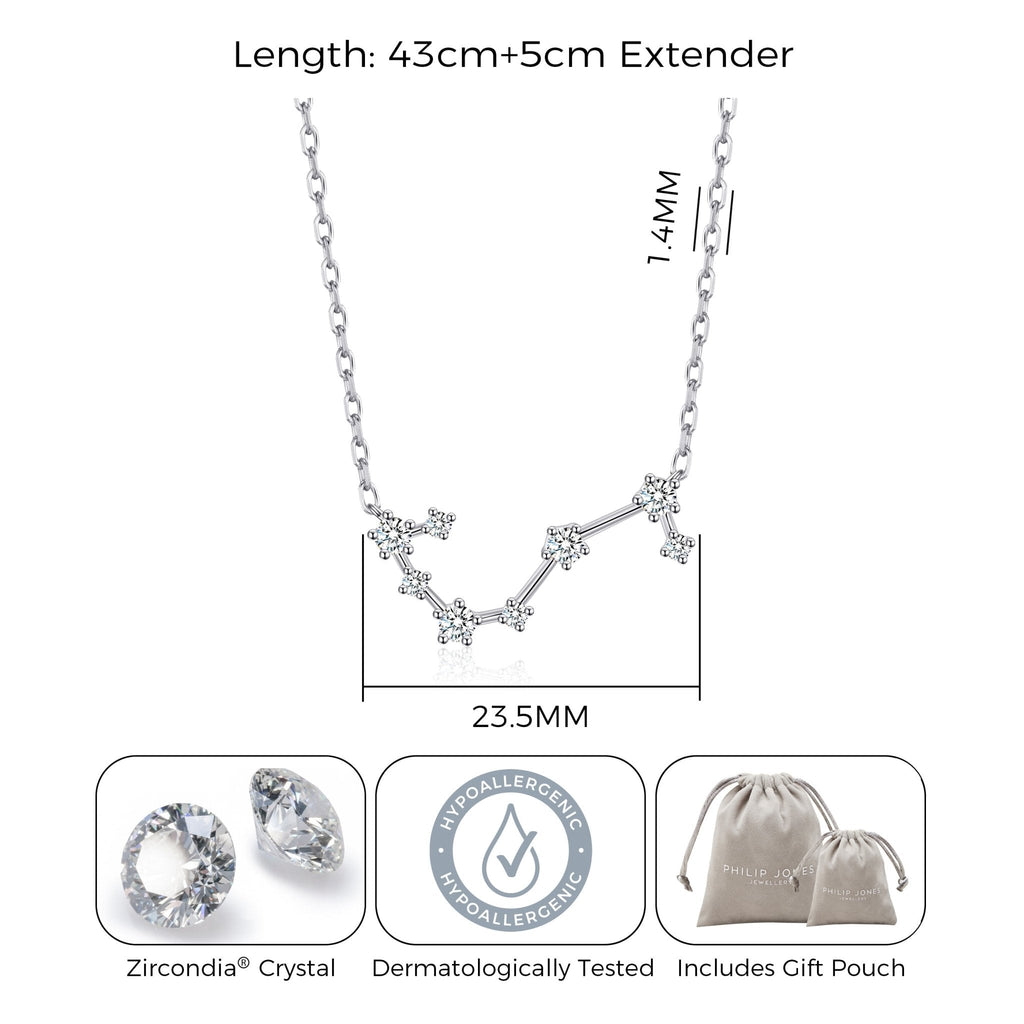 Scorpio Star Sign Zodiac Constellation Necklace and Quote Card with Zircondia® Crystals