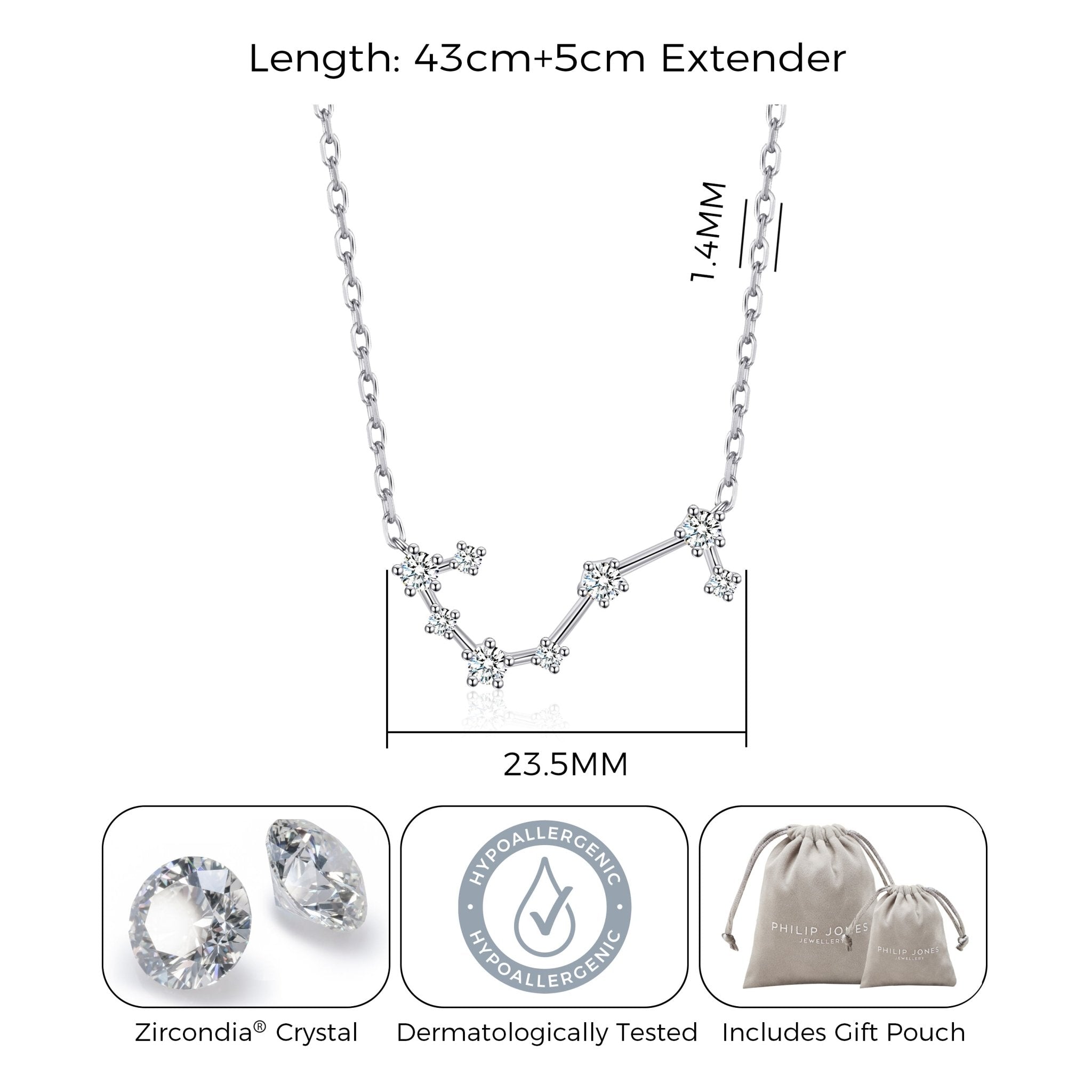 Scorpio Star Sign Zodiac Constellation Necklace and Quote Card with Zircondia® Crystals