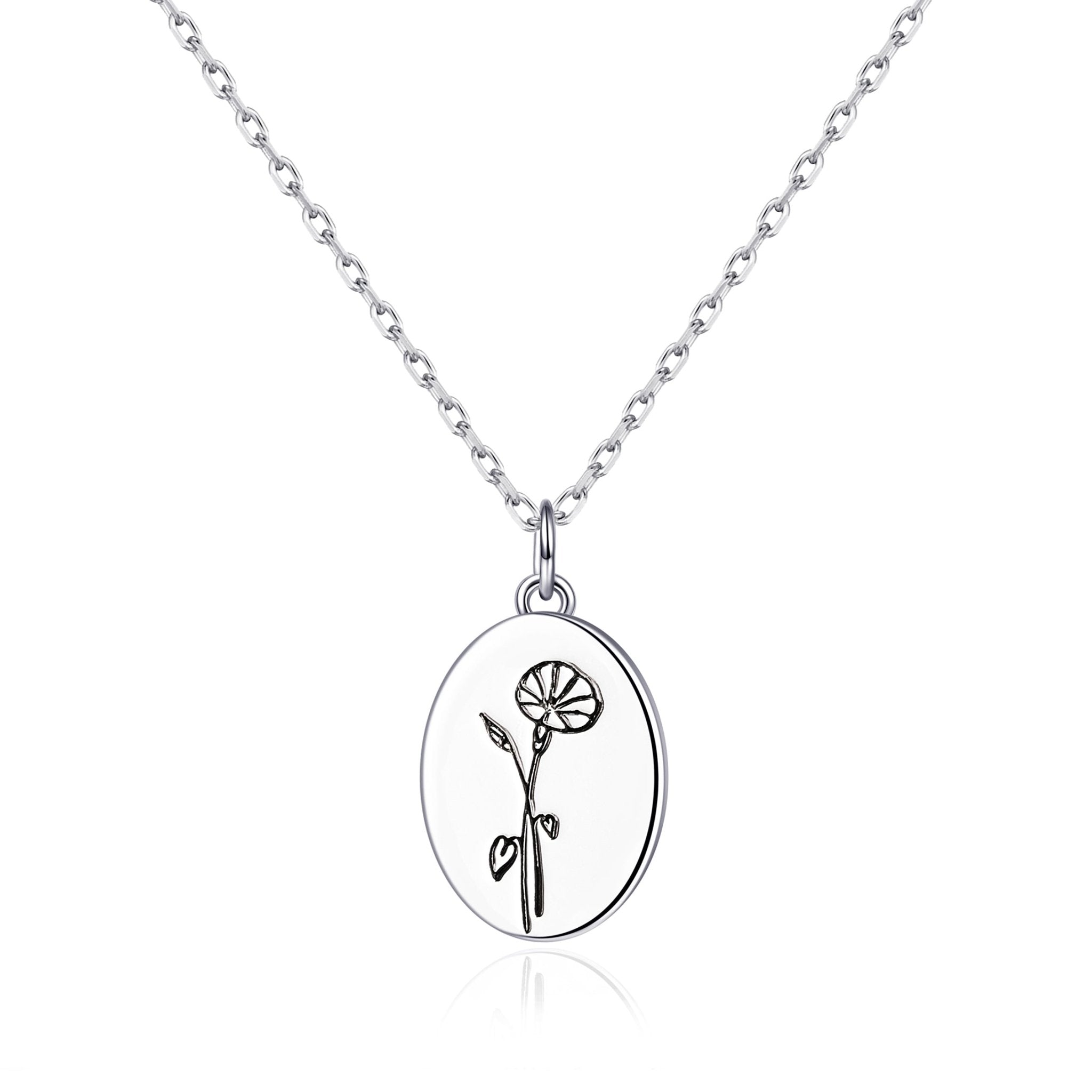 September Birth Flower Morning Glory Necklace with Card