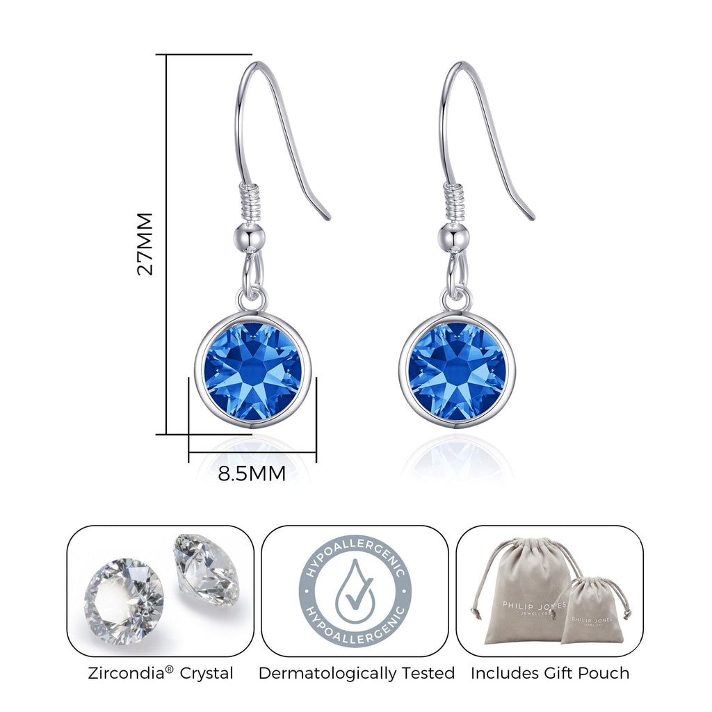 September Birthstone Drop Earrings Created with Sapphire Zircondia® Crystals