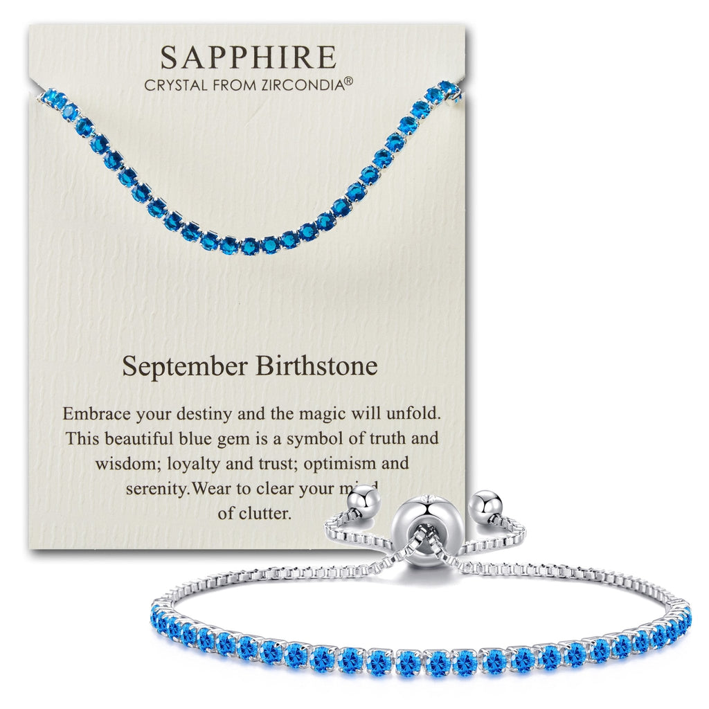 September Birthstone Friendship Slider Bracelet with Sapphire Zircondia® Crystals