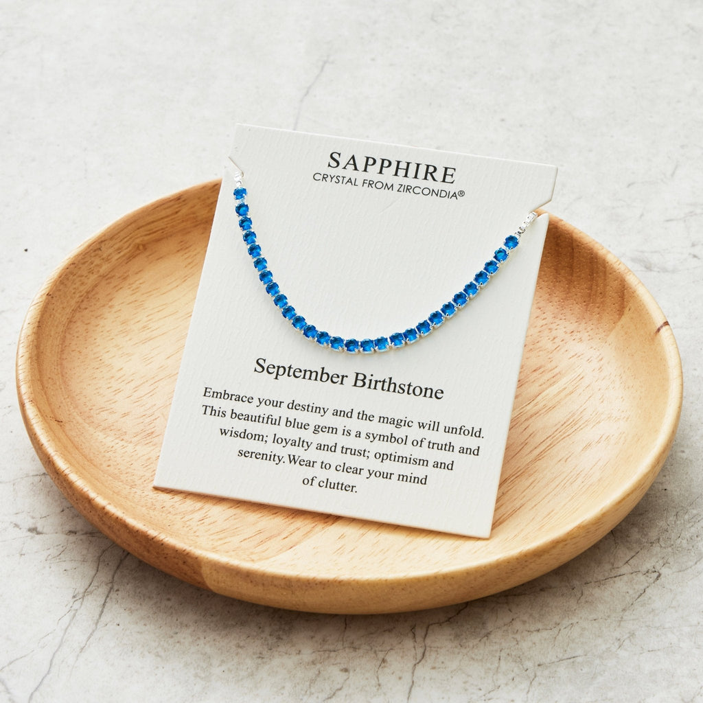 September Birthstone Friendship Slider Bracelet with Sapphire Zircondia® Crystals