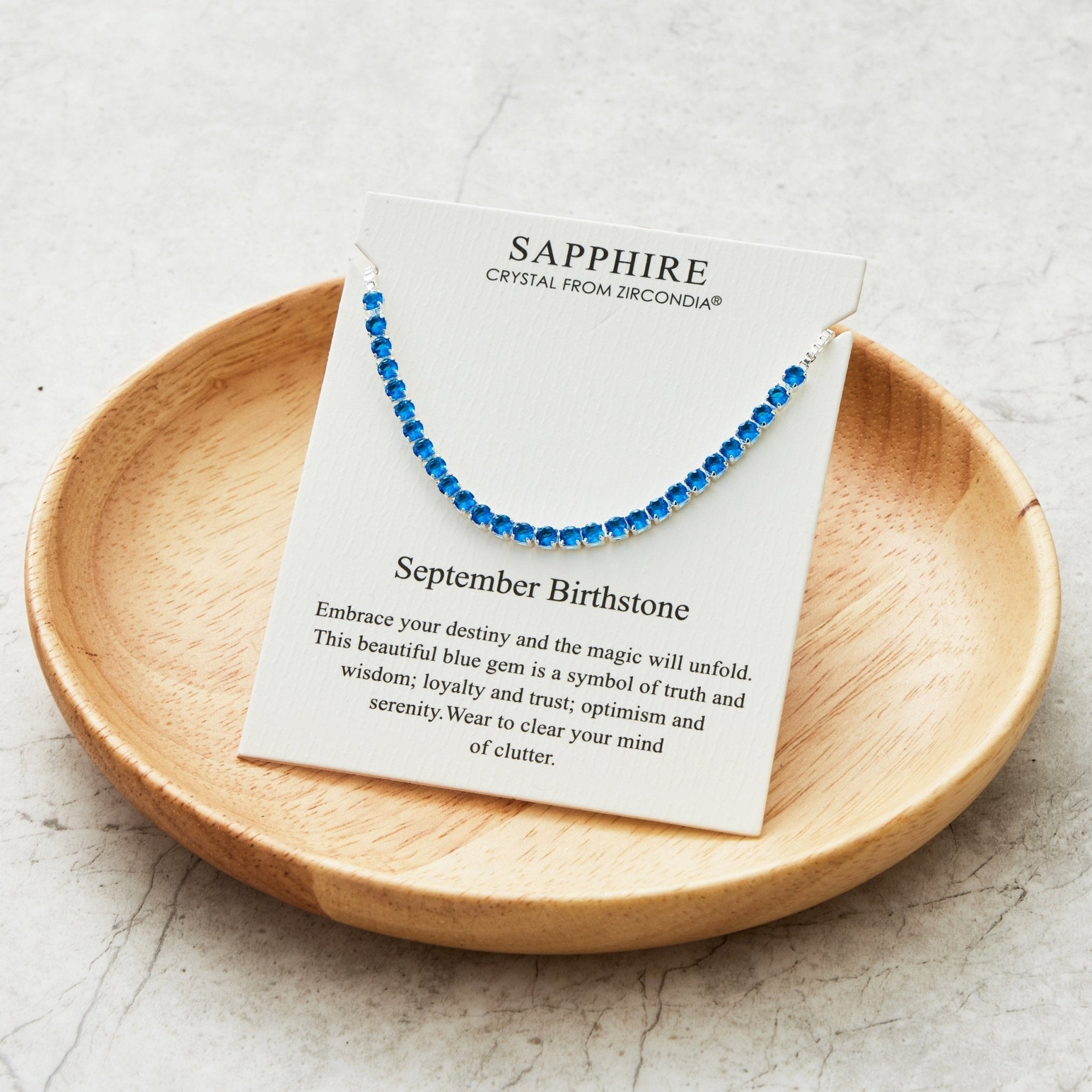 September Birthstone Friendship Slider Bracelet with Sapphire Zircondia® Crystals