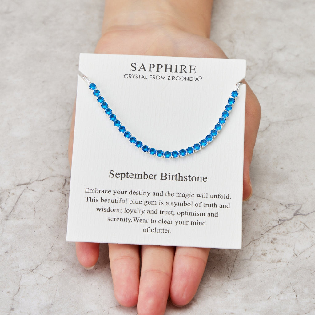 September Birthstone Friendship Slider Bracelet with Sapphire Zircondia® Crystals