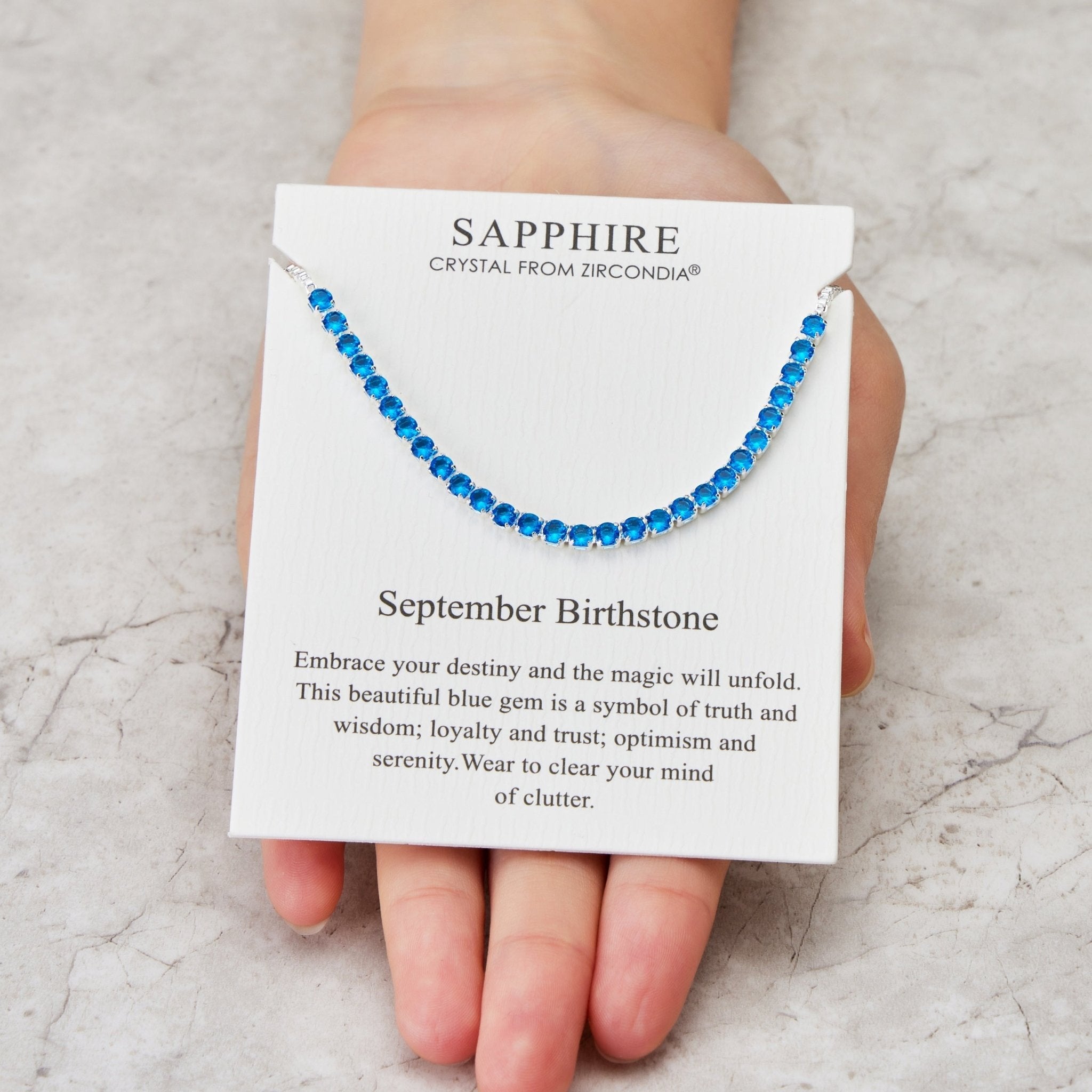 September Birthstone Friendship Slider Bracelet with Sapphire Zircondia® Crystals