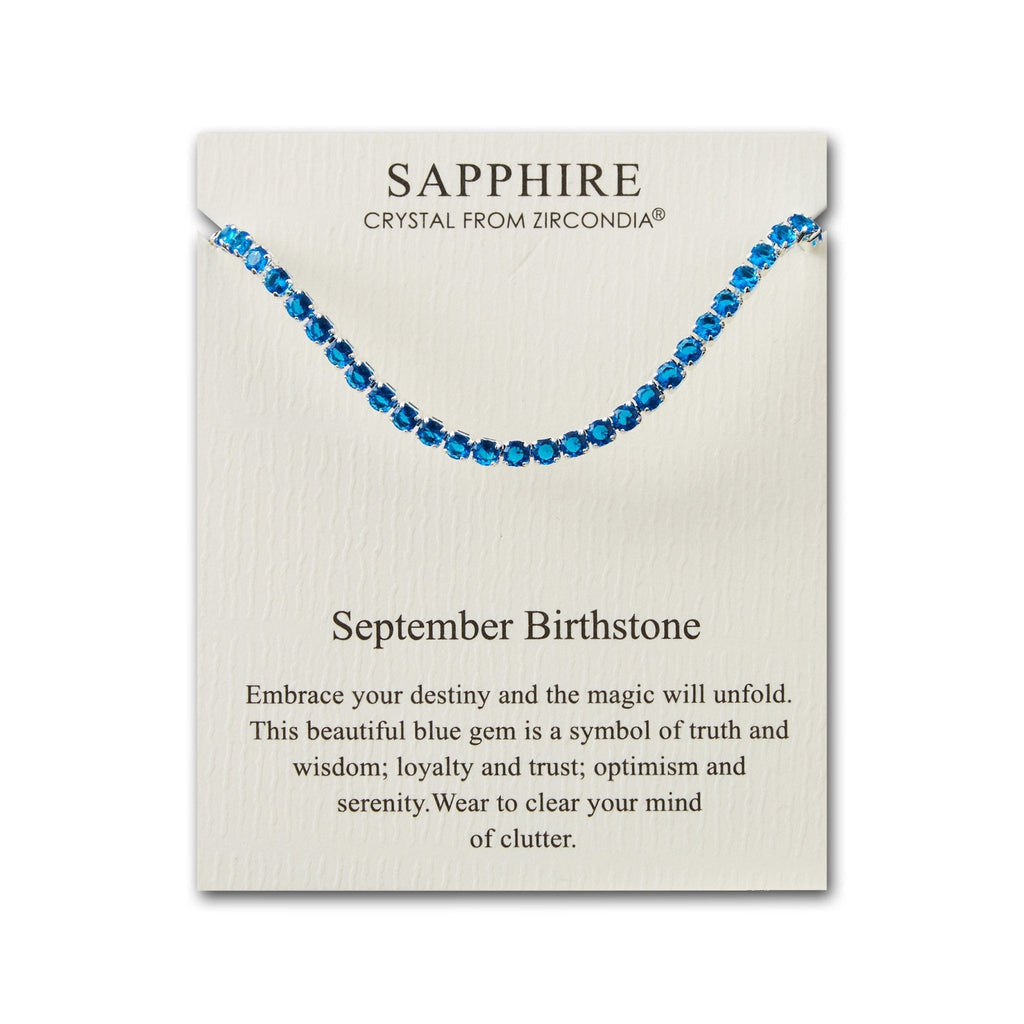 September Birthstone Friendship Slider Bracelet with Sapphire Zircondia® Crystals