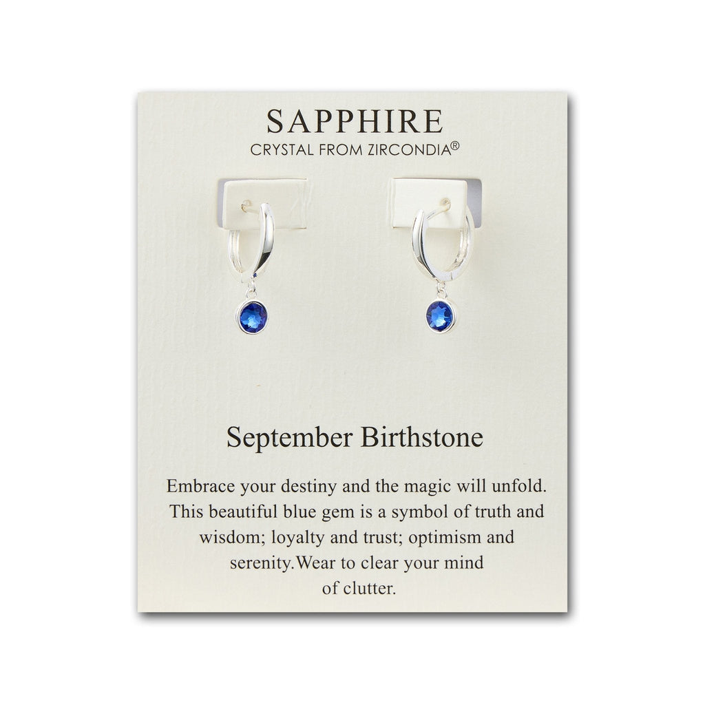 September Birthstone Hoop Earrings Created with Sapphire Zircondia® Crystals