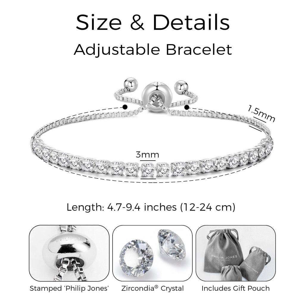 Set of Three Solitaire Friendship Slider Bracelet Created with Zircondia® Crystals