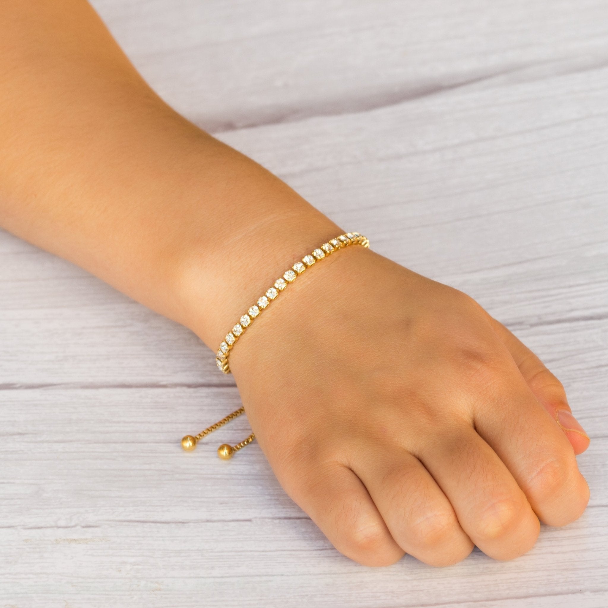 Set of Three Solitaire Friendship Slider Bracelet Created with Zircondia® Crystals