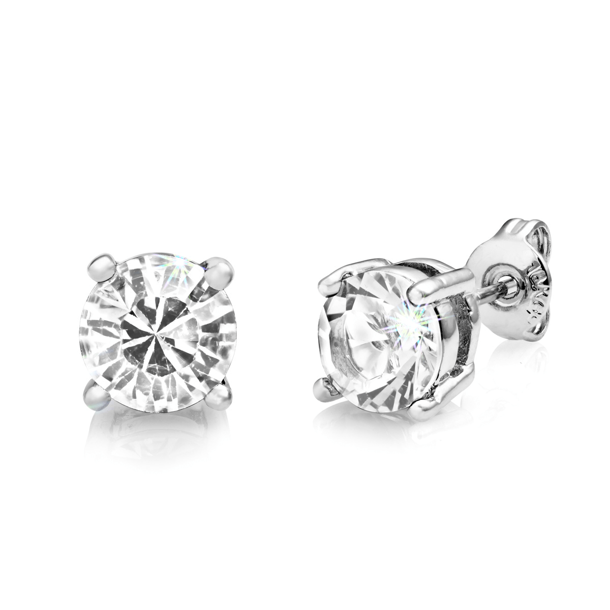 Seven Pack of Solitaire Earrings Created with Zircondia® Crystals