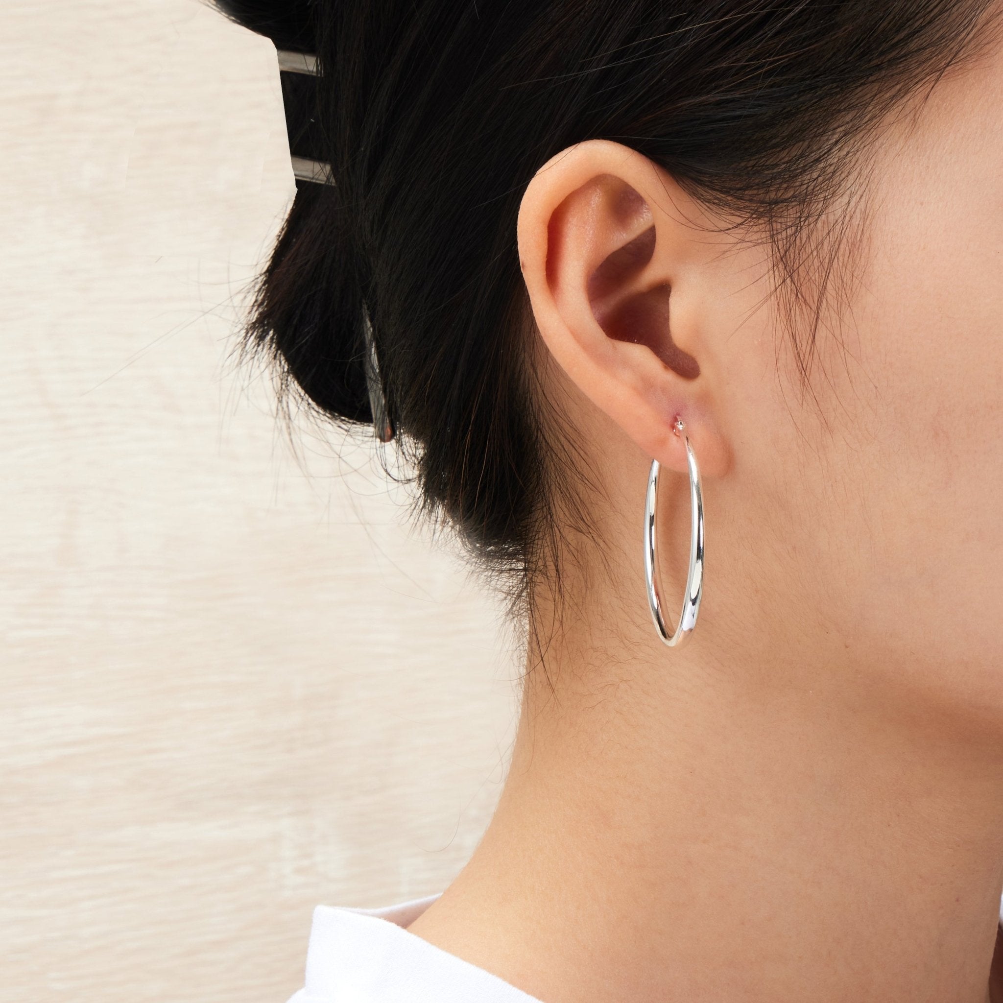 Silver Plated 40mm Hoop Earrings